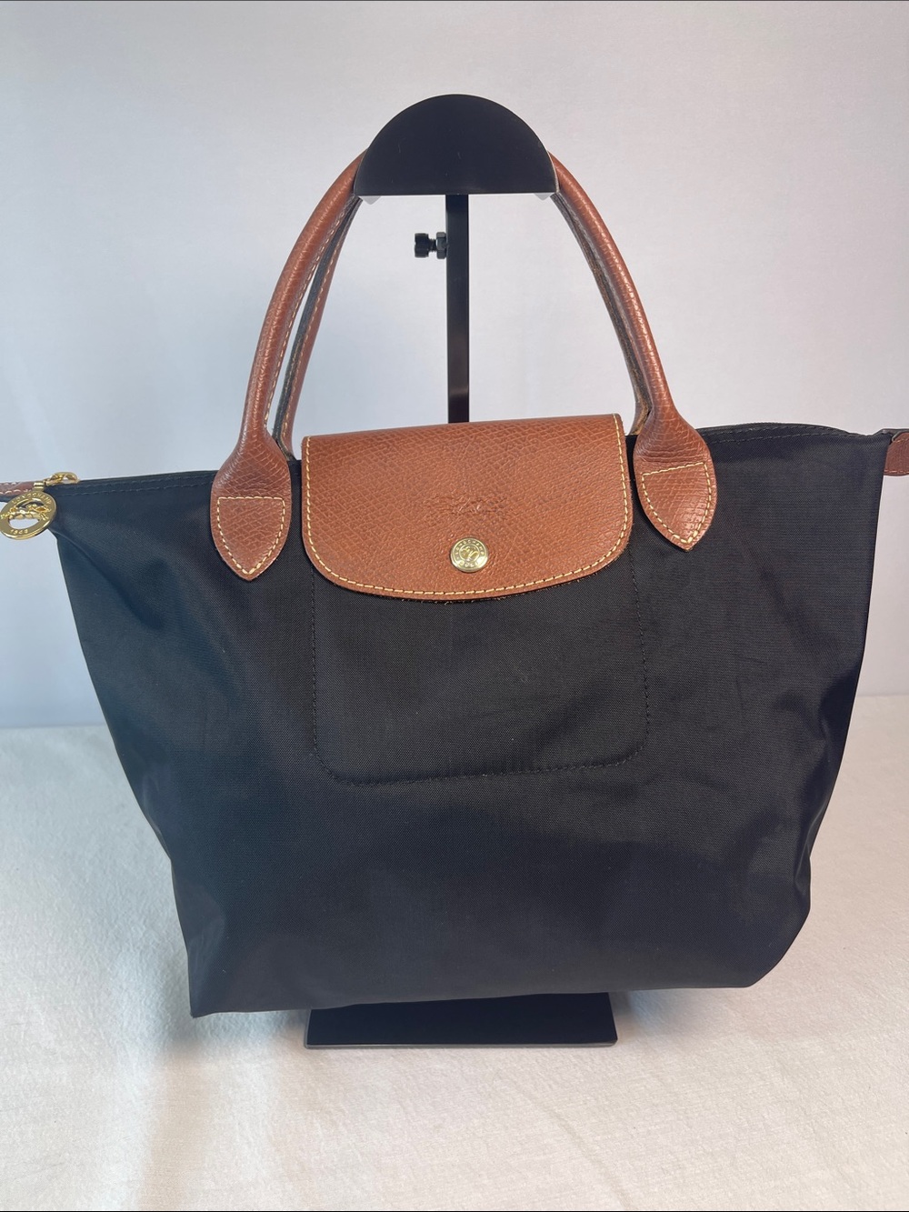 Longchamp Le Pliage Type S Black Nylon Leather Tote L1621
